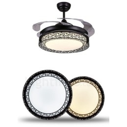 108CM (42") 91CM (36") Moderne, eigentijdse afstandsbediening Holle plafondventilatorlamp met acryl kap Dempen Zuiver koperen motor