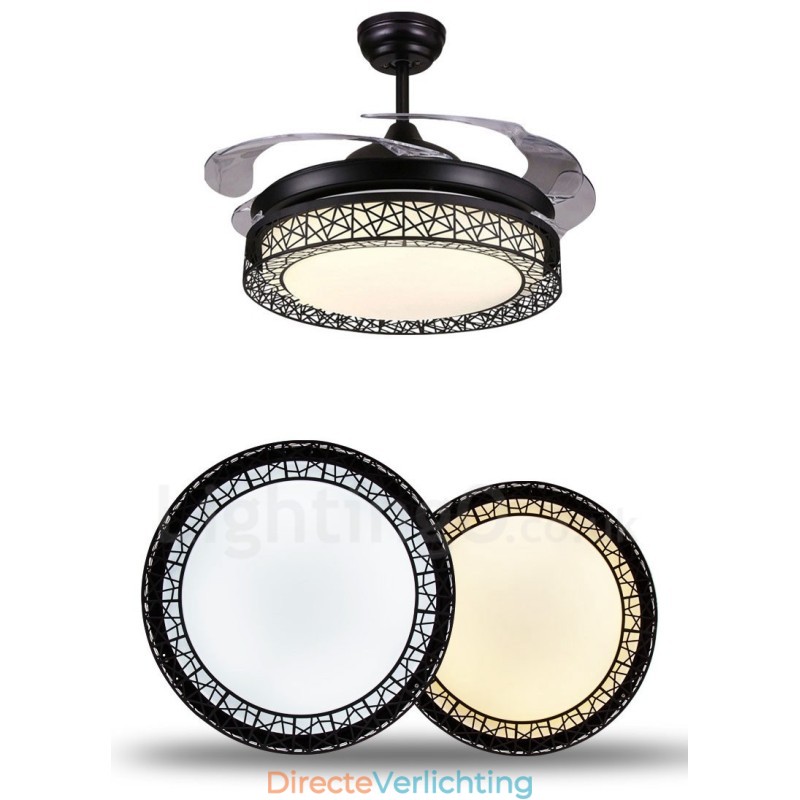 108CM (42") 91CM (36") Moderne, eigentijdse afstandsbediening Holle plafondventilatorlamp met acryl kap Dempen Zuiver koperen motor
