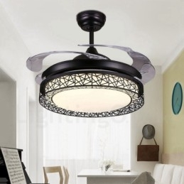 108CM (42") 91CM (36") Moderne, eigentijdse afstandsbediening Holle plafondventilatorlamp met acryl kap Dempen Zuiver koperen motor