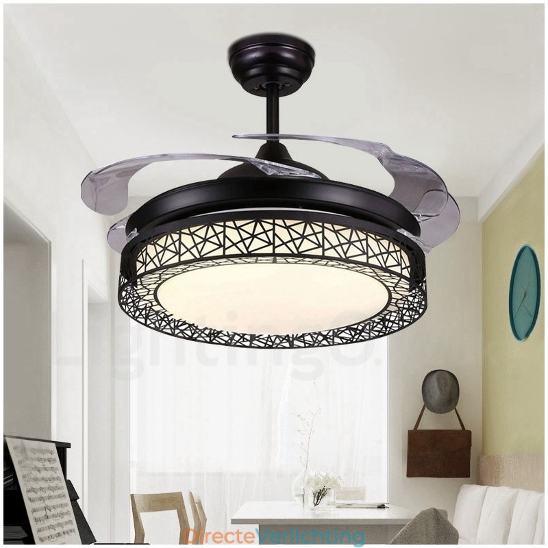 108CM (42") 91CM (36") Moderne, eigentijdse afstandsbediening Holle plafondventilatorlamp met acryl kap Dempen Zuiver koperen motor