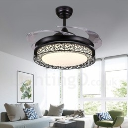 108CM (42") 91CM (36") Moderne, eigentijdse afstandsbediening Holle plafondventilatorlamp met acryl kap Dempen Zuiver koperen motor