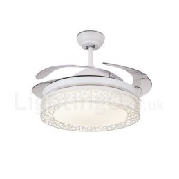 108CM (42") 91CM (36") Moderne, eigentijdse afstandsbediening Holle plafondventilatorlamp met acryl kap Dempen Zuiver koperen motor
