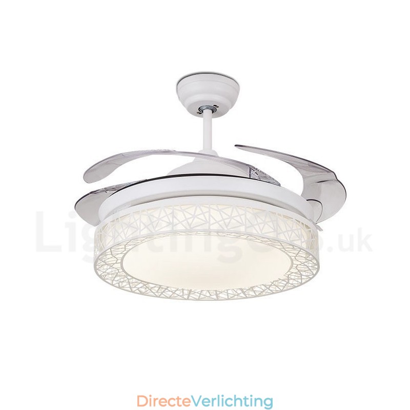 108CM (42") 91CM (36") Moderne, eigentijdse afstandsbediening Holle plafondventilatorlamp met acryl kap Dempen Zuiver koperen motor