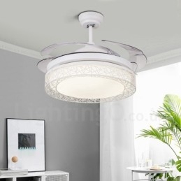 108CM (42") 91CM (36") Moderne, eigentijdse afstandsbediening Holle plafondventilatorlamp met acryl kap Dempen Zuiver koperen motor