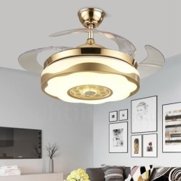 108CM (42") 91CM (36") Moderne eigentijdse afstandsbediening goudkleurige plafondventilatorlamp met acryl kap, dempen, zuiver koperen motor