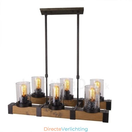6 Licht Vintage Houten Kroonluchter Industriële Wind Loft Houten Lineaire Hanglamp 6 Licht Vintage Houten Kroonluchter Industriële Wind Loft Houten Lineaire Hanglamp