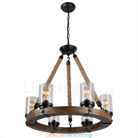 6 Licht Ring Vintage Houten Kroonluchter Industriële Wind Loft Houten Lineaire Hanglamp 6 Licht Ring Vintage Houten Kroonluchter Industriële Wind Loft Houten Lineaire Hanglamp