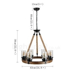 6 Licht Ring Vintage Houten Kroonluchter Industriële Wind Loft Houten Lineaire Hanglamp