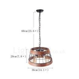 3 Licht Ring Vintage Houten Kroonluchter Industriële Wind Loft Houten Lineaire Hanglamp