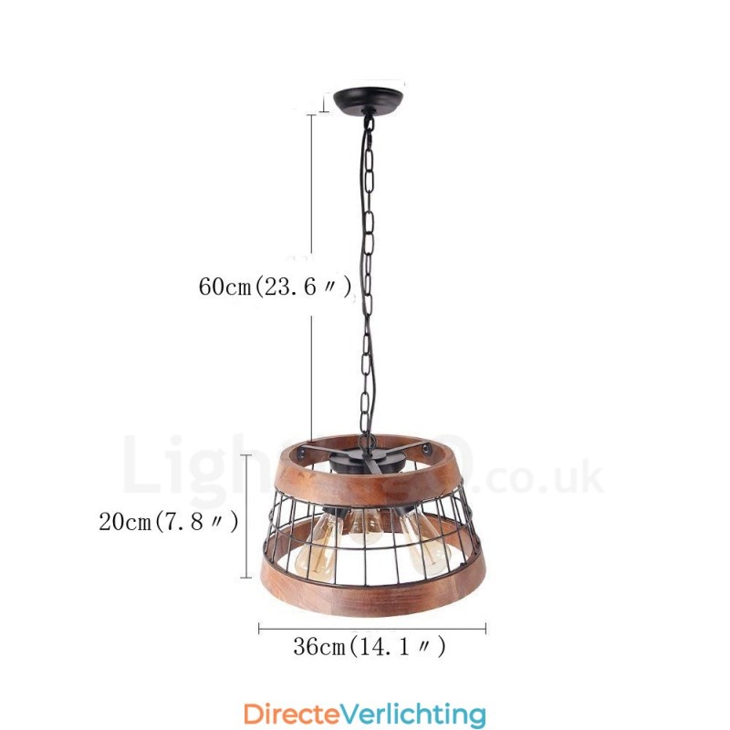 3 Licht Ring Vintage Houten Kroonluchter Industriële Wind Loft Houten Lineaire Hanglamp