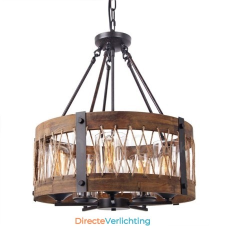 5-lichts trommel vintage houten kroonluchter industriële wind loft houten lineaire hanglamp 5-lichts trommel vintage houten kroonluchter industriële wind loft houten lineaire hanglamp
