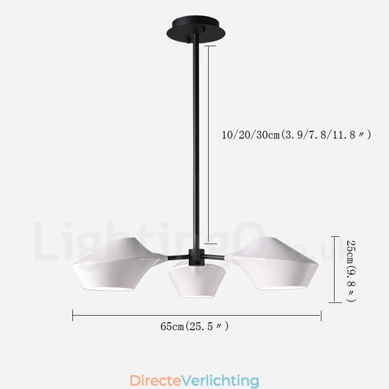 Lineaire Retro Kroonluchter 3 Lichts met Acryl Schaduwen Buiten Garage