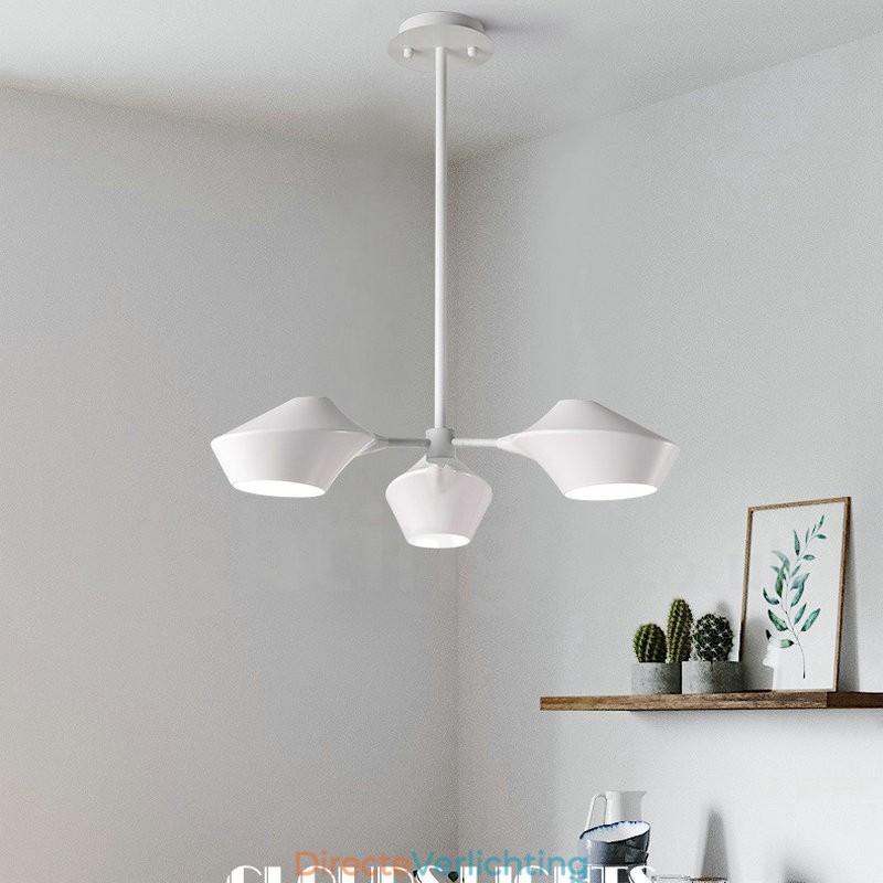 Lineaire Retro Kroonluchter 3 Lichts met Acryl Schaduwen Buiten Garage