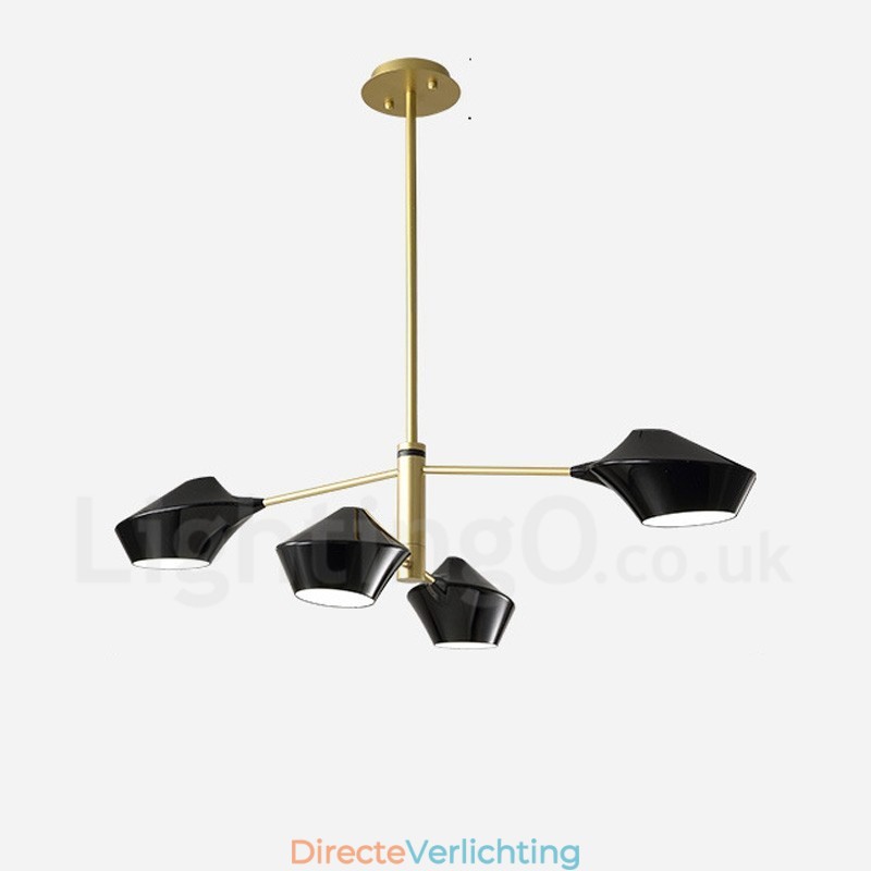 Twee lagen lineaire retro kroonluchter 4 lichts met acryl kappen buiten garage