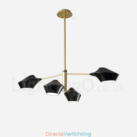 Twee lagen lineaire retro kroonluchter 4 lichts met acryl kappen buiten garage Twee lagen lineaire retro kroonluchter 4 lichts met acryl kappen buiten garage