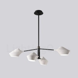 Twee lagen lineaire retro kroonluchter 4 lichts met acryl kappen buiten garage