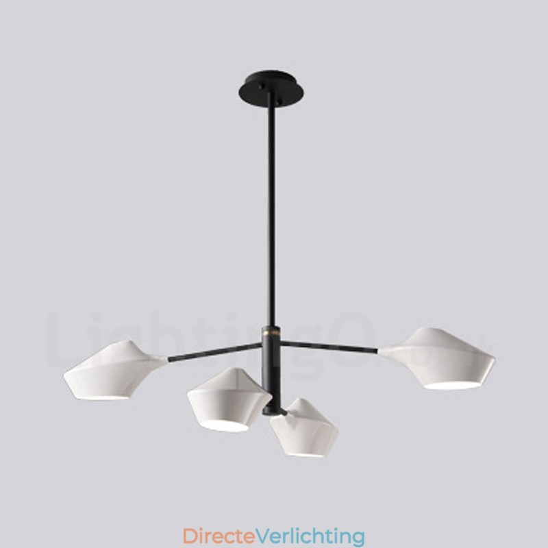 Twee lagen lineaire retro kroonluchter 4 lichts met acryl kappen buiten garage