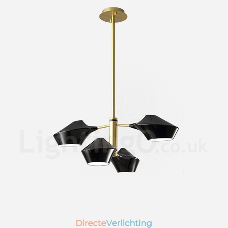 Twee lagen lineaire retro kroonluchter 4 lichts met acryl kappen buiten garage