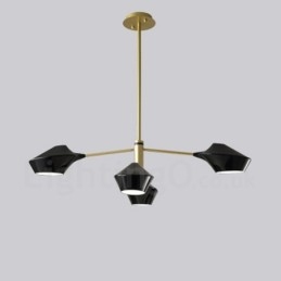 Twee lagen lineaire retro kroonluchter 4 lichts met acryl kappen buiten garage