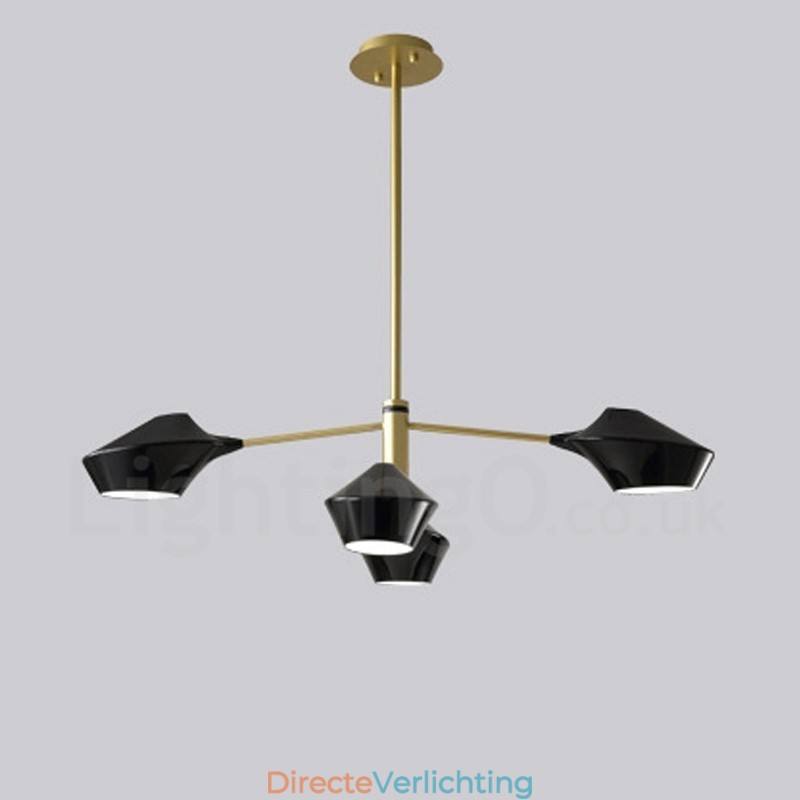 Twee lagen lineaire retro kroonluchter 4 lichts met acryl kappen buiten garage