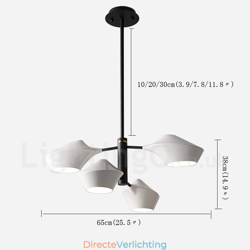 Twee lagen lineaire retro kroonluchter 4 lichts met acryl kappen buiten garage