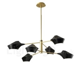 2-laags, veelkleurige lineaire retro kroonluchter met 6 lampen en acryl kappen voor buiten, garage