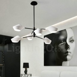 2-laags, veelkleurige lineaire retro kroonluchter met 6 lampen en acryl kappen voor buiten, garage