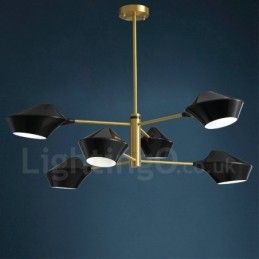 2-laags, veelkleurige lineaire retro kroonluchter met 6 lampen en acryl kappen voor buiten, garage