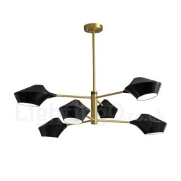 2-laags, veelkleurige lineaire retro kroonluchter met 6 lampen en acryl kappen voor buiten, garage