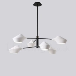 2-laags, veelkleurige lineaire retro kroonluchter met 6 lampen en acryl kappen voor buiten, garage