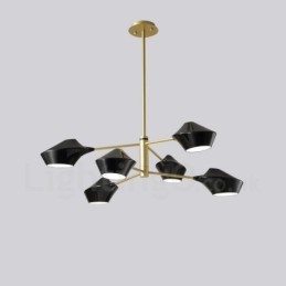 2-laags, veelkleurige lineaire retro kroonluchter met 6 lampen en acryl kappen voor buiten, garage