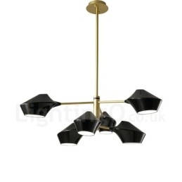 2-laags, veelkleurige lineaire retro kroonluchter met 6 lampen en acryl kappen voor buiten, garage