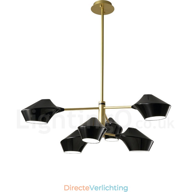 2-laags, veelkleurige lineaire retro kroonluchter met 6 lampen en acryl kappen voor buiten, garage