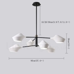 2-laags, veelkleurige lineaire retro kroonluchter met 6 lampen en acryl kappen voor buiten, garage