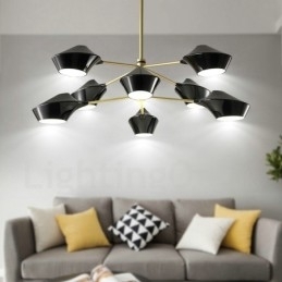 Twee lagen veelkleurige lineaire retro kroonluchter 8 lichtbronnen met acryl kappen buiten garage