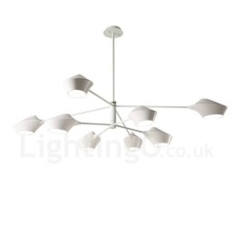 Twee lagen veelkleurige lineaire retro kroonluchter 8 lichtbronnen met acryl kappen buiten garage