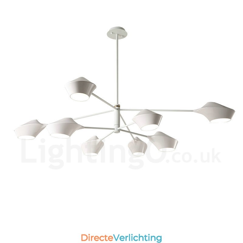 Twee lagen veelkleurige lineaire retro kroonluchter 8 lichtbronnen met acryl kappen buiten garage