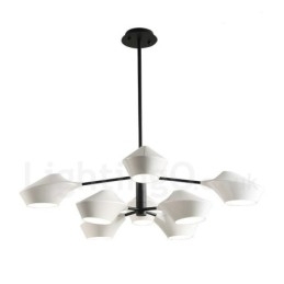 Twee lagen veelkleurige lineaire retro kroonluchter 8 lichtbronnen met acryl kappen buiten garage