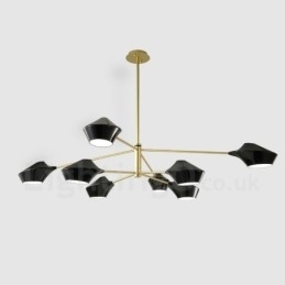 Twee lagen veelkleurige lineaire retro kroonluchter 8 lichtbronnen met acryl kappen buiten garage