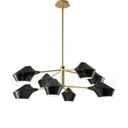 Twee lagen veelkleurige lineaire retro kroonluchter 8 lichtbronnen met acryl kappen buiten garage