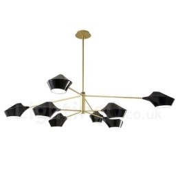 Twee lagen veelkleurige lineaire retro kroonluchter 8 lichtbronnen met acryl kappen buiten garage