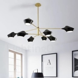 Twee lagen veelkleurige lineaire retro kroonluchter 8 lichtbronnen met acryl kappen buiten garage