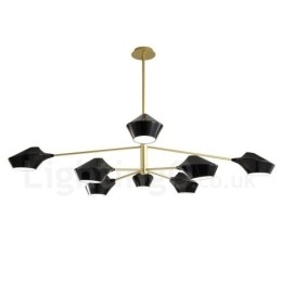 Twee lagen veelkleurige lineaire retro kroonluchter 8 lichtbronnen met acryl kappen buiten garage