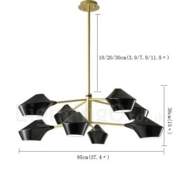 Twee lagen veelkleurige lineaire retro kroonluchter 8 lichtbronnen met acryl kappen buiten garage