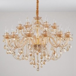 18 (12+6) Licht Amber Goud Elegante Kristallen Kaars Kroonluchter