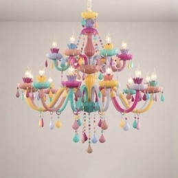 Macaron 18 (12+6) Lichtkroonluchter met Multi Colours Kristallen Kaars Mini Stijl voor Kinderen