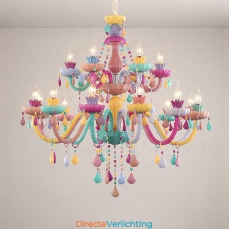 Macaron 18 (12+6) Lichtkroonluchter met Multi Colours Kristallen Kaars Mini Stijl voor Kinderen Macaron 18 (12+6) Lichtkroonluchter met Multi Colours Kristallen Kaars Mini Stijl voor Kinderen