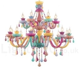 Macaron 18 (12+6) Lichtkroonluchter met Multi Colours Kristallen Kaars Mini Stijl voor Kinderen