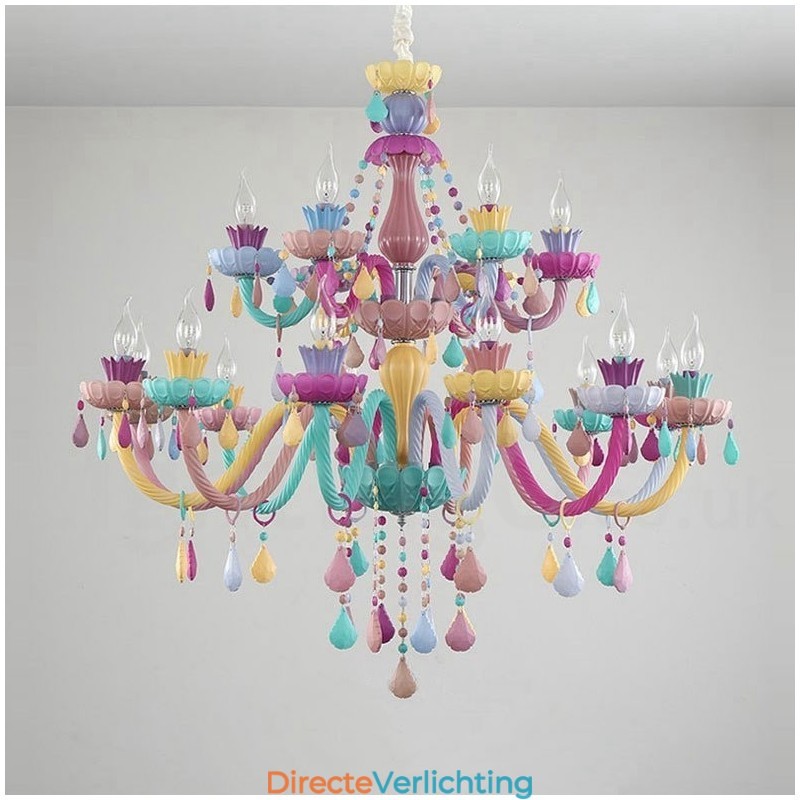 Macaron 18 (12+6) Lichtkroonluchter met Multi Colours Kristallen Kaars Mini Stijl voor Kinderen