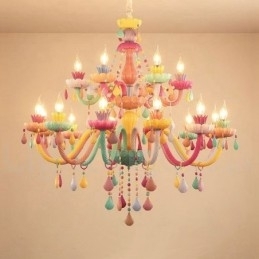 Macaron 18 (12+6) Lichtkroonluchter met Multi Colours Kristallen Kaars Mini Stijl voor Kinderen